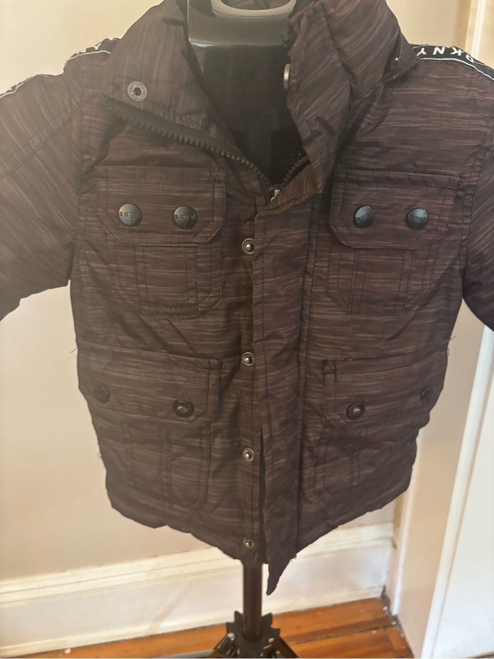 DKNY Boys Dark Brown Quilted Puffer Jacket